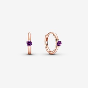 Pandora Purple Huggie Hoop Earrings Rose gold plated | 63950-MRDE