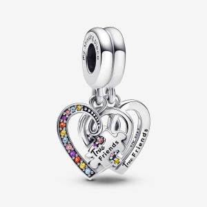 Pandora Puzzle Piece Hearts Splittable Friendship Dangle Charms Sterling silver | 03465-MKSV