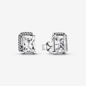 Pandora Rectangular Sparkling Stud Earrings Sterling silver | 69845-QLRG