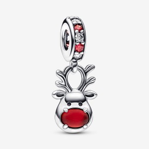 Pandora Red Nose Reindeer Murano Dangle Charms Sterling silver | 72385-TBID
