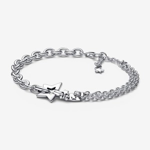 Pandora Shooting Star Double Non-charm Bracelets Sterling silver | 83756-SNWG
