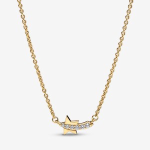 Pandora Shooting Star Pave Collier Pendant Necklaces Gold plated | 10694-NXBR