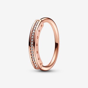 Pandora Signature I-D Pave Stackable Rings Rose gold plated | 75816-BGHM