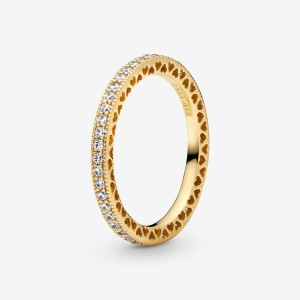 Pandora Sparkle & Hearts Band Rings Gold plated | 60817-TOLA