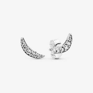 Pandora Sparkling Crescent Moon Stud Earrings Sterling silver | 34790-QTEO