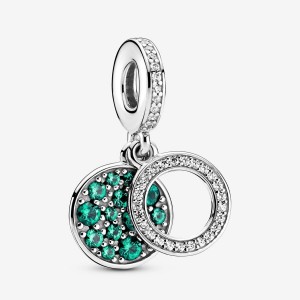 Pandora Sparkling Green Disc Double Dangle Charms Sterling silver | 40261-ERIC