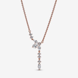 Pandora Sparkling Herbarium Cluster Collier Chain Necklaces Rose gold plated | 38024-TLGH