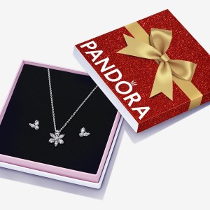 Pandora Sparkling Herbarium Cluster Gift Necklace & Earring Sets Multicolor | 91856-ODAP