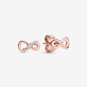 Pandora Sparkling Infinity Stud Earrings Rose gold plated | 79201-QHPR