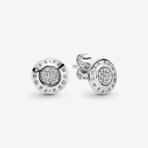 Pandora Sparkling Logo Stud Earrings Sterling silver | 25314-QJHI