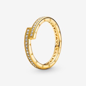 Pandora Sparkling Overlapping Stackable Rings Gold plated | 36984-VJTR