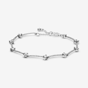 Pandora Sparkling Pave Bars Chain Bracelets Rose gold plated | 47639-TISD