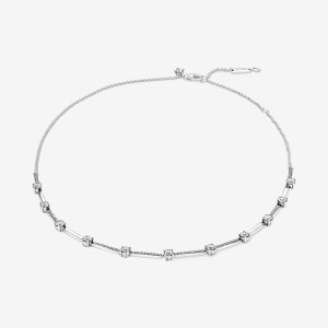 Pandora Sparkling Pave Collier Bars Chain Necklaces Sterling silver | 95283-RGOV