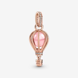 Pandora Sparkling Pink Hot Air Balloon Dangle Charms Rose gold plated | 57142-CBFN
