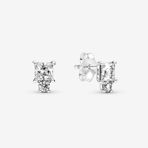 Pandora Sparkling Round & Square Drop Earrings Sterling silver | 75193-HJCP