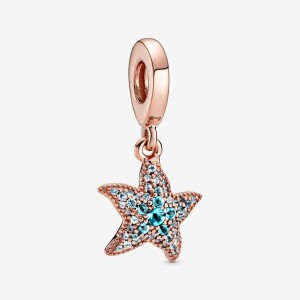 Pandora Sparkling Starfish Dangle Charms Rose gold plated | 13497-JIDA
