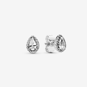 Pandora Sparkling Teardrop Halo & Solitaire Rings Rose gold plated | 10432-PQAU