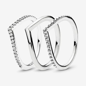 Pandora Sparkling Wishbone Stacking Ring Sets Sterling silver | 34089-RVIP