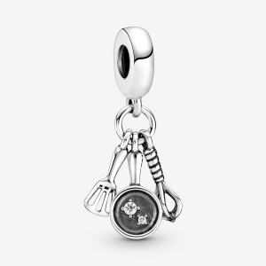 Pandora Spatula Frying Pan & Whisk Dangle Charms Sterling silver | 54890-TAHQ