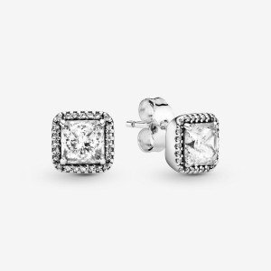 Pandora Square Sparkle Halo & Solitaire Rings Rose gold plated | 94702-LMOK