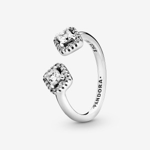 Pandora Square Sparkle Open Statement Rings Sterling silver | 20571-GHMA