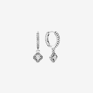 Pandora Square Sparkle Stud Earrings Rose gold plated | 87142-GPHL