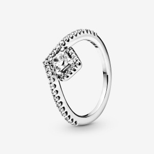 Pandora Square Sparkle Wishbone Statement Rings Sterling silver | 48051-TZRA