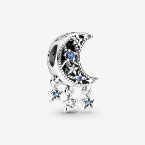 Pandora Star & Crescent Moon Dangle Charms Sterling silver | 29740-FMHT