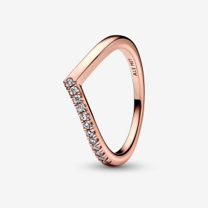Pandora Timeless Wish Half Sparkling Stackable Rings Rose gold plated | 29387-QFDJ