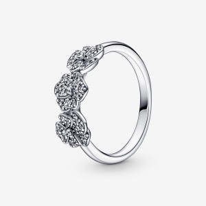 Pandora Triple Pansy Flower Statement Rings Sterling silver | 13524-BFYJ
