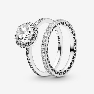 Pandora True Elegance Round Ring Sets Multicolor | 28314-YPAN