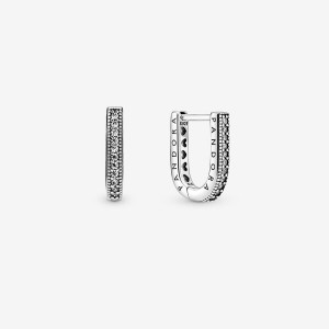 Pandora U-shaped Hoop Earrings Sterling silver | 10365-BQWS