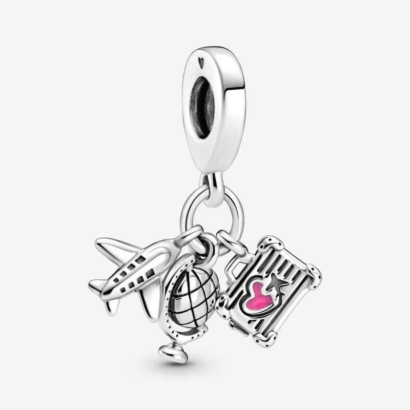 Pandora Airplane Globe & Suitcase Charms Sterling silver | 69431-DRJS