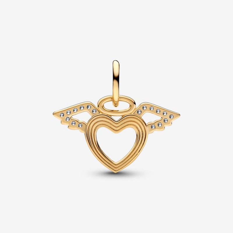 Pandora Angel Wings Dangle Charms Gold | 47318-FRQA