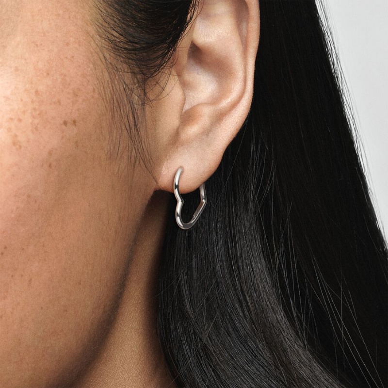 Pandora Asymmetrical Hoop Earrings Sterling silver | 97305-VOBT