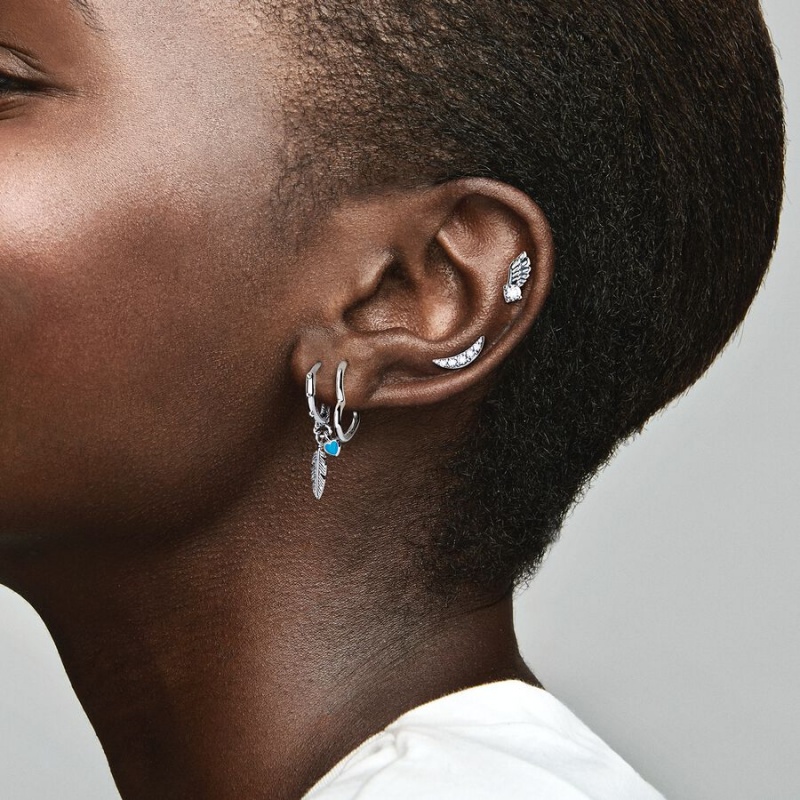 Pandora Asymmetrical Hoop Earrings Sterling silver | 97305-VOBT