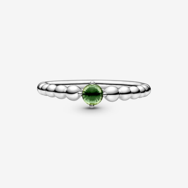 Pandora August Spring Green Beaded Birthstone Rings Sterling silver | 25731-FJLE