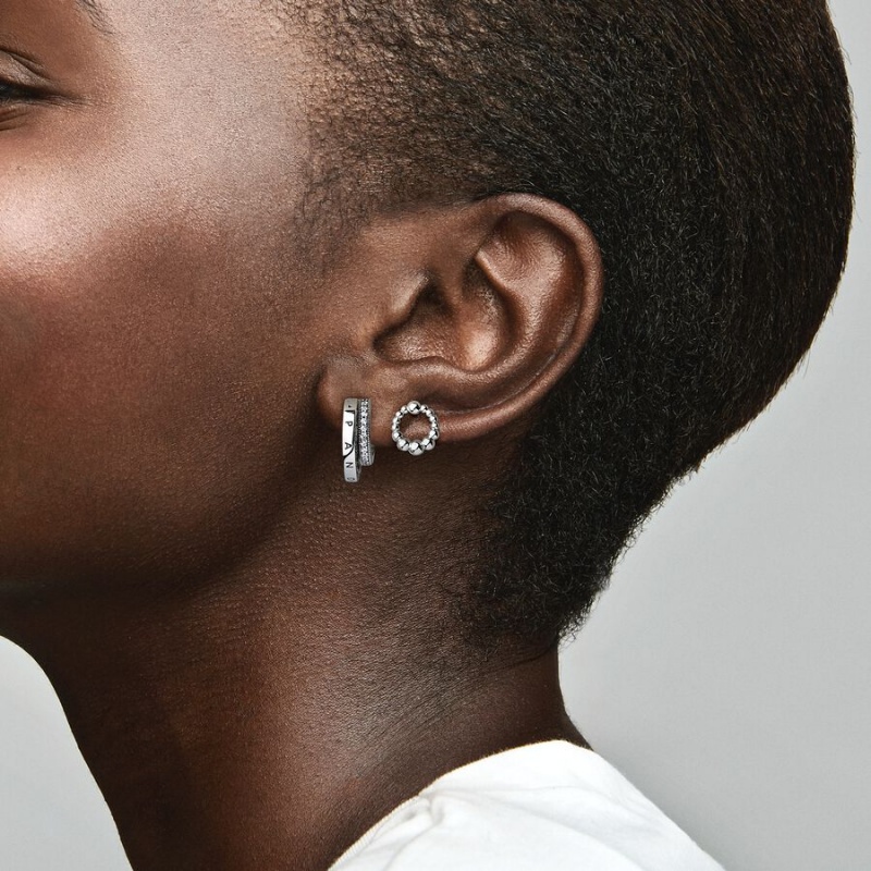 Pandora Beaded Circle Stud Earrings Sterling silver | 68194-VKFX