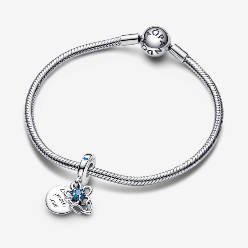 Pandora Blooming Flower Double Dangle Charms Sterling silver | 20941-IOSX