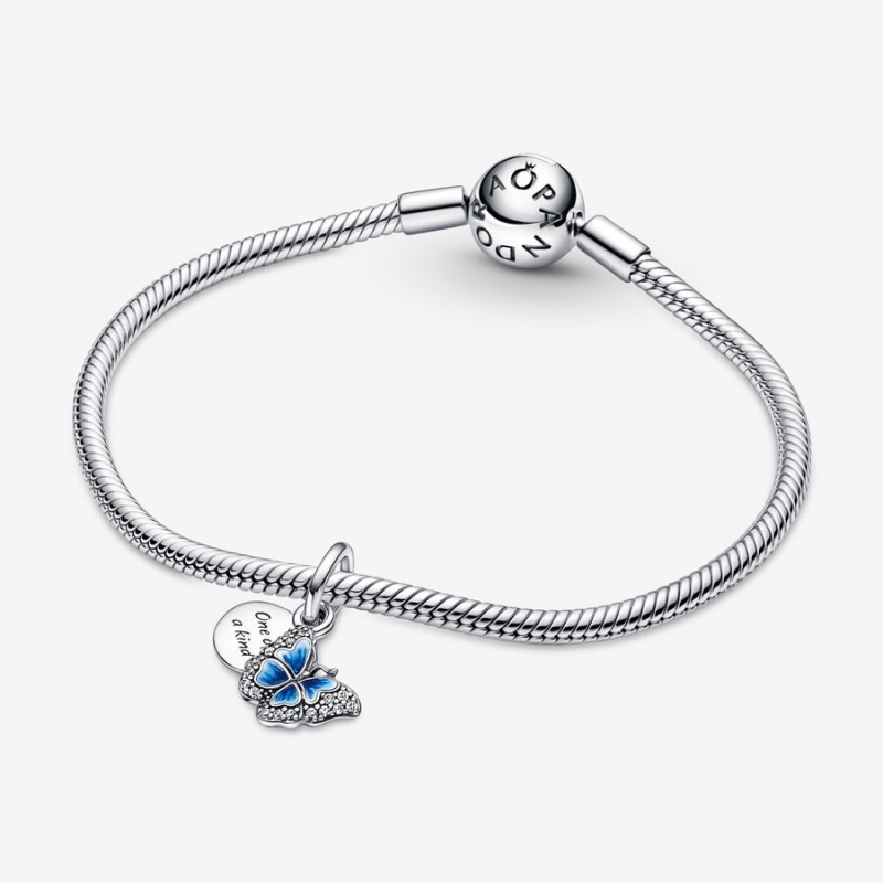 Pandora Blue Butterfly & Quote Double Charms Sterling silver | 10986-AVKH