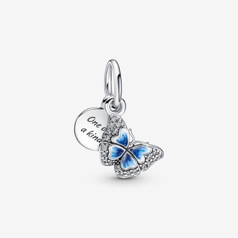 Pandora Blue Butterfly & Quote Double Charms Sterling silver | 10986-AVKH