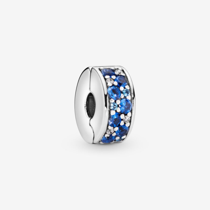 Pandora Blue Pave Clip Clips Sterling silver | 89236-IPBF