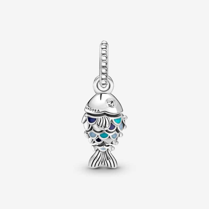 Pandora Blue Scaled Fish Dangle Charms Sterling silver | 56372-VMLZ