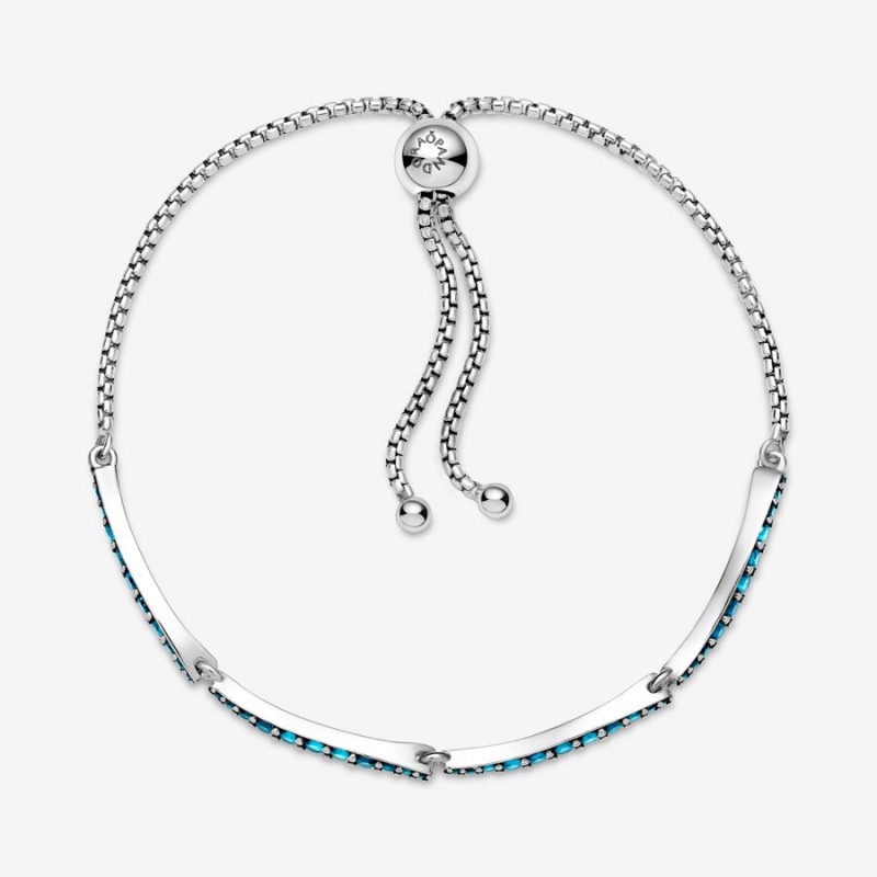 Pandora Blue Wavy Slider Non-charm Bracelets Sterling silver | 92064-ZHCQ
