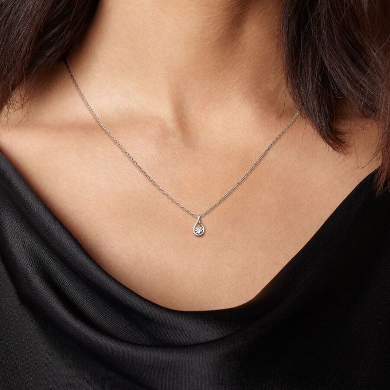 Pandora Brilliance 0.25 ct tw Lab-Created Diamond Necklaces White gold | 07241-IEVU