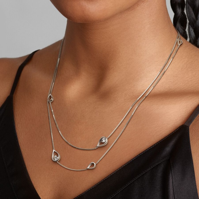 Pandora Brilliance 0.50 ct tw Long Lab-Created Diamond Necklaces White gold | 37861-YXDO