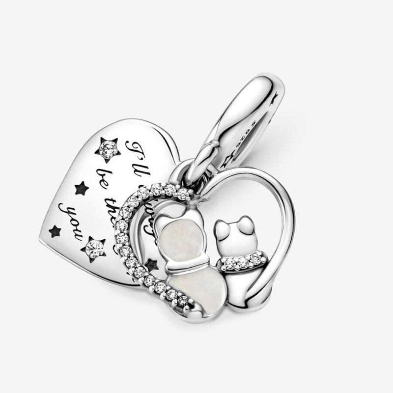 Pandora Cats & Hearts Dangle Charms Sterling silver | 14236-CZQX