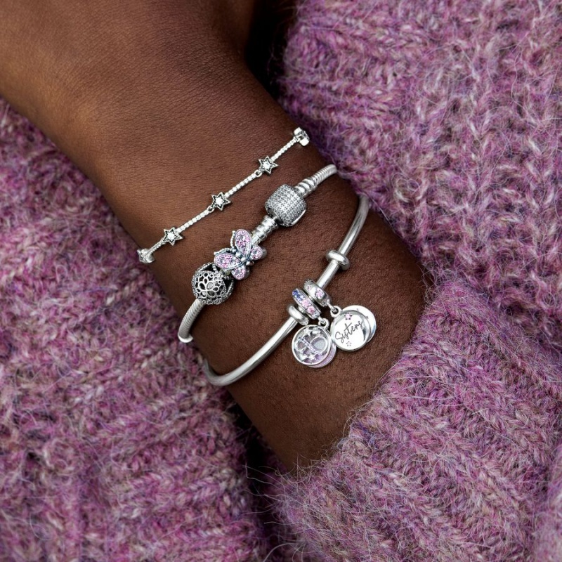 Pandora Celestial Stars Chain Bracelets Sterling silver | 65078-IRYD