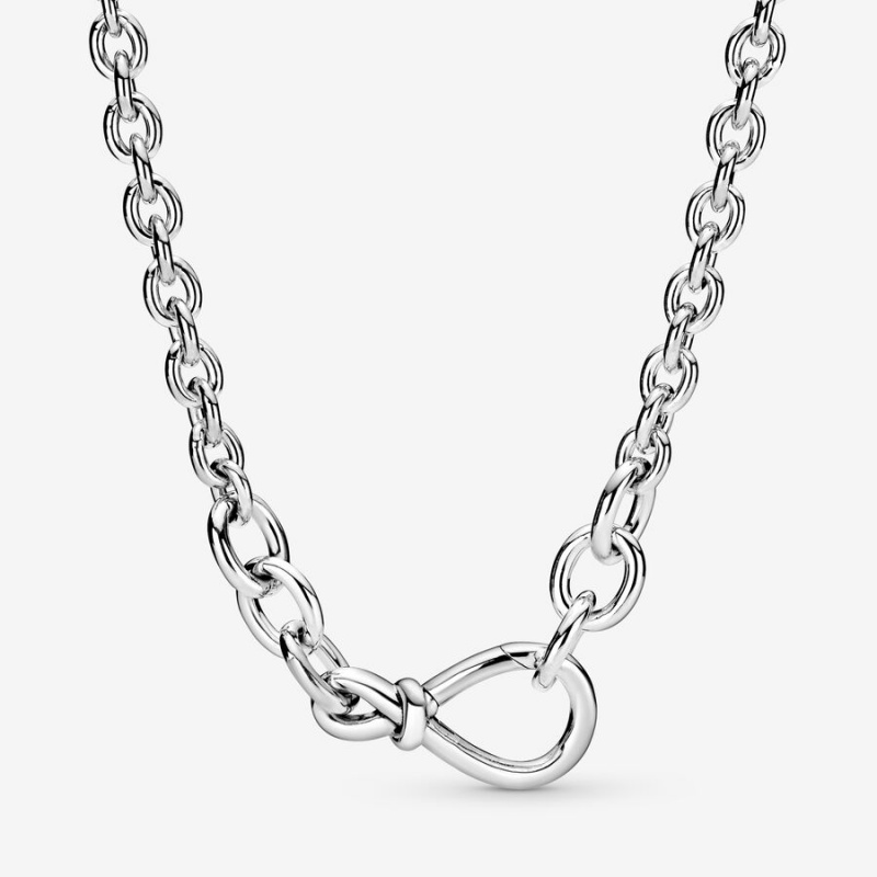 Pandora Chunky Infinity Knot Pendant Necklaces Sterling silver | 76930-SFUM