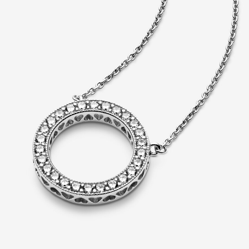 Pandora Circle of Sparkle Chain Necklaces Sterling silver | 84672-RZYS